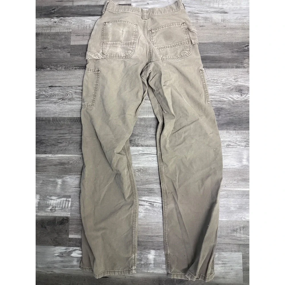 Carhartt Carpenter Pants Mens28x32 Tan Canvas Distressed Workwear Utility B11TNF